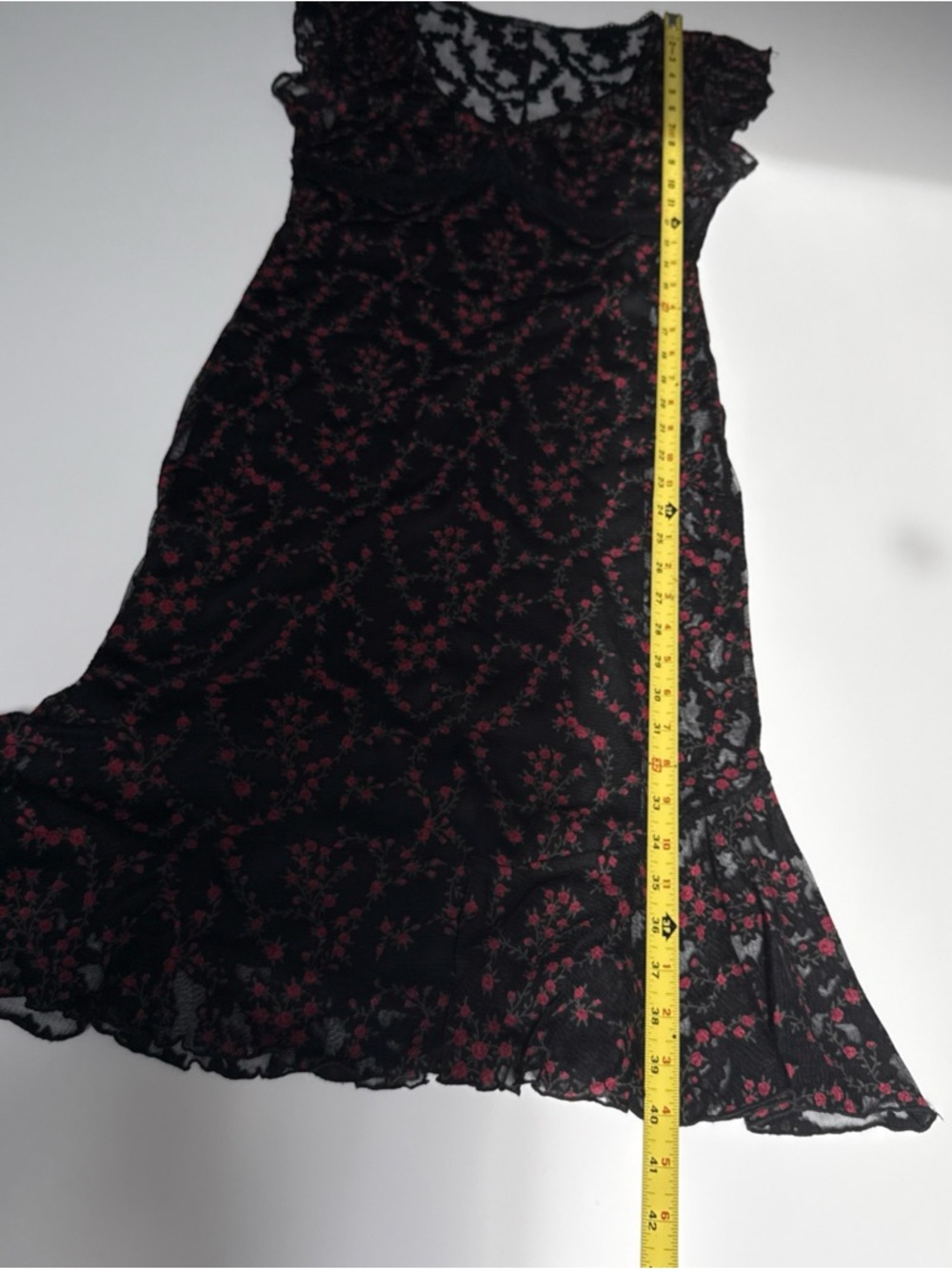Y2K Heart Moon Star black read flowers Lace Dress Whimsigoth size M - Picture 14 of 16